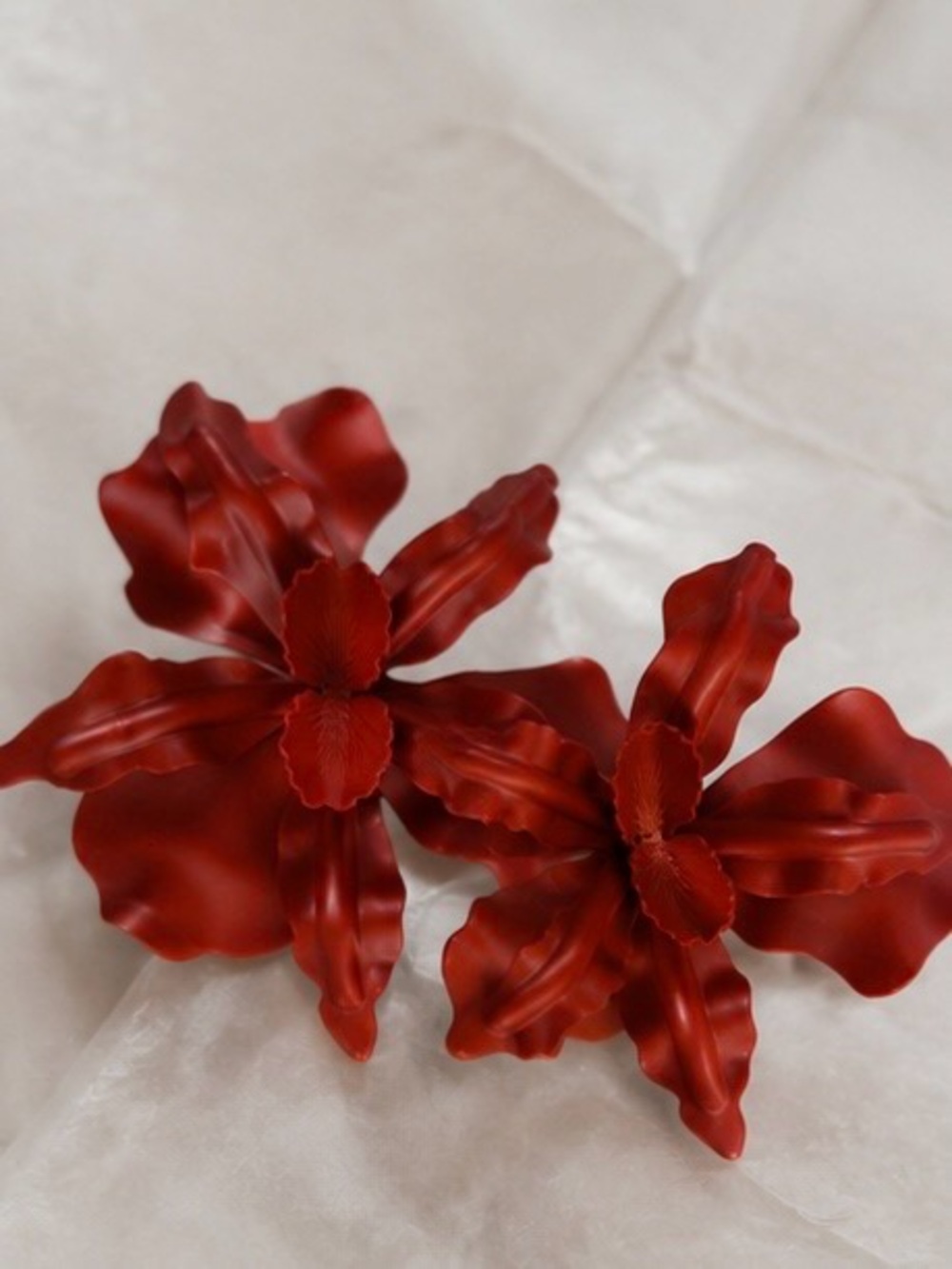 Oversized Red Floral Statement Earrings Bold Flower Petal Dangles